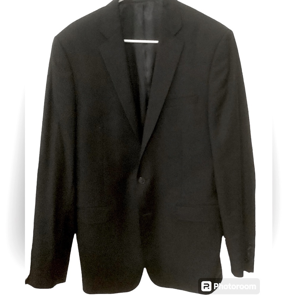 Calvin Klein black 100% wool sport coat blazer.  Size 42L